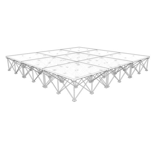 Alustage Aludeck Spider Komplettbühne 9 m², 3 x 3 m mit 1x1m Podesten in 40 cm Höhe mit einer Stufe