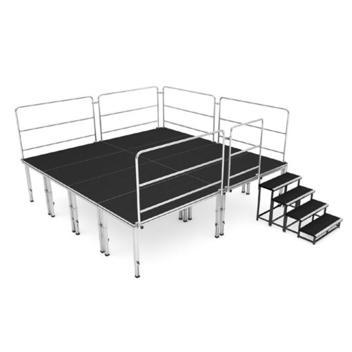 Alustage Komplettbühne 4x4m, Bühnentreppe, Bühnengeländer