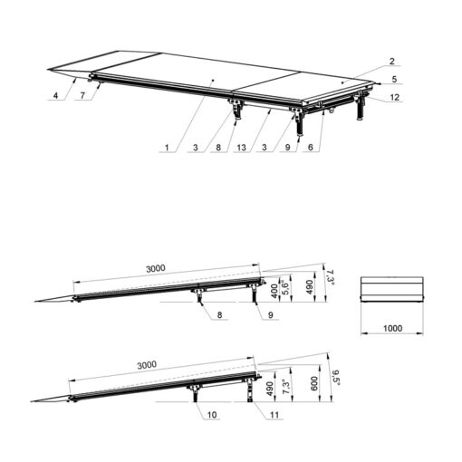 Alustage Bühnenrampe für Aludeck Light Bühnen PDJ3, für Bühnenhöhen von 40-60 cm – Bild 2