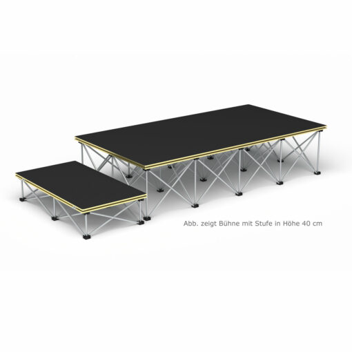 Revostage Komplettbühne, 2 m², 2 x 1 m, Teppichoberfläche dunkelgrau